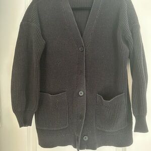 LOFT Black Chunky Knit Cardigan Sweater